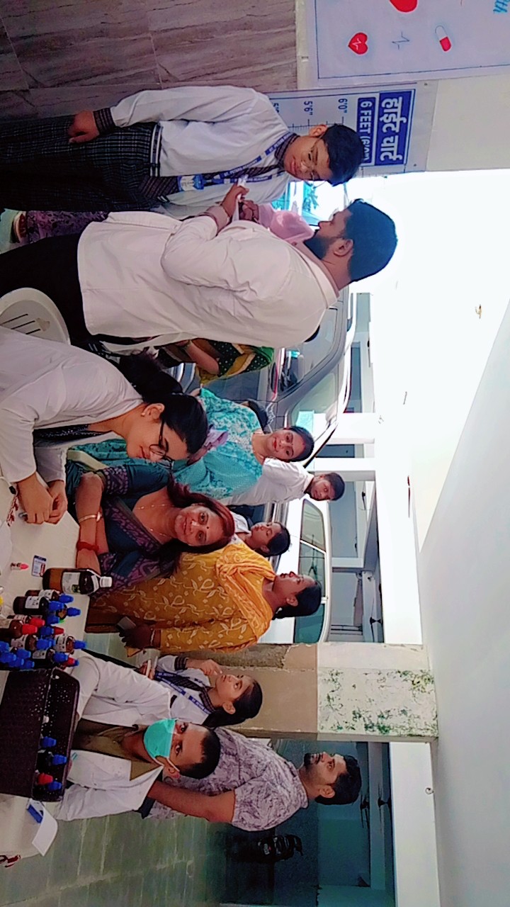 Patients and families gathered at the medical camp